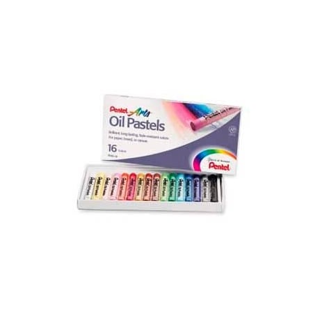Pentel Oil Pastel Set With Carrying Case, 16-Color Set, Assorted PHN16